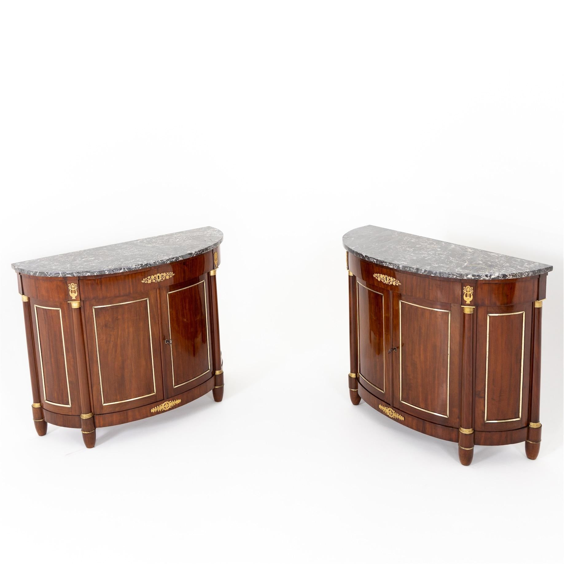Early 19th Century Empire Demi Lune Sideboards, France, c. 1810