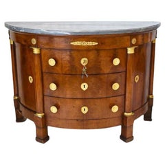 Empire Demilune Chest with Marble Top, 19th Century