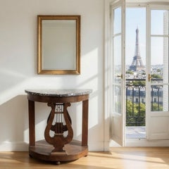 Empire Demilune Lyre Console in Mahogany with St. Anne Marble Top
