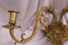 Empire Design of Lady Face Sconces Gold Dore' Finish