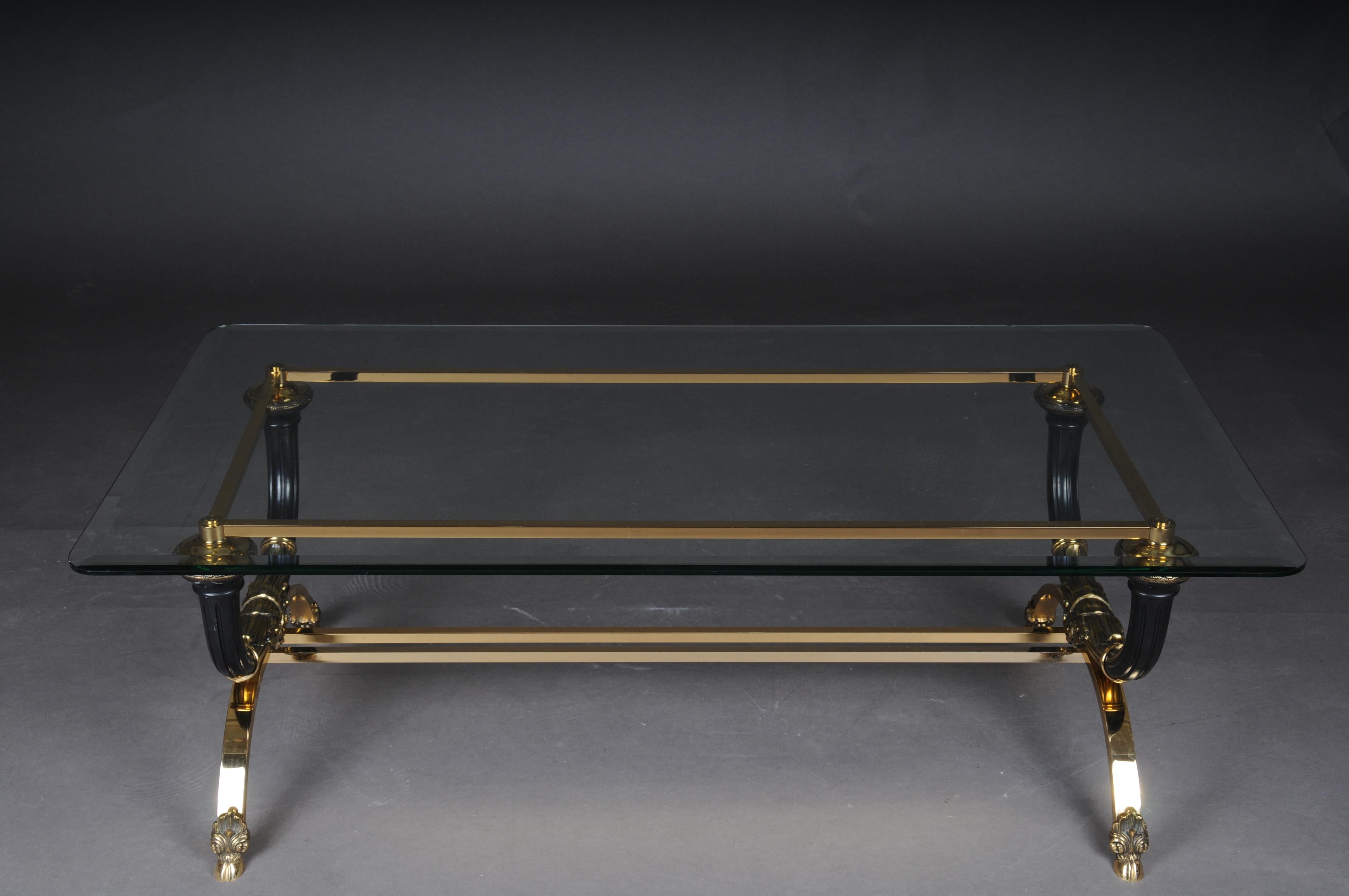 French Empire Designer Coffee Table, Gold Plated Brass