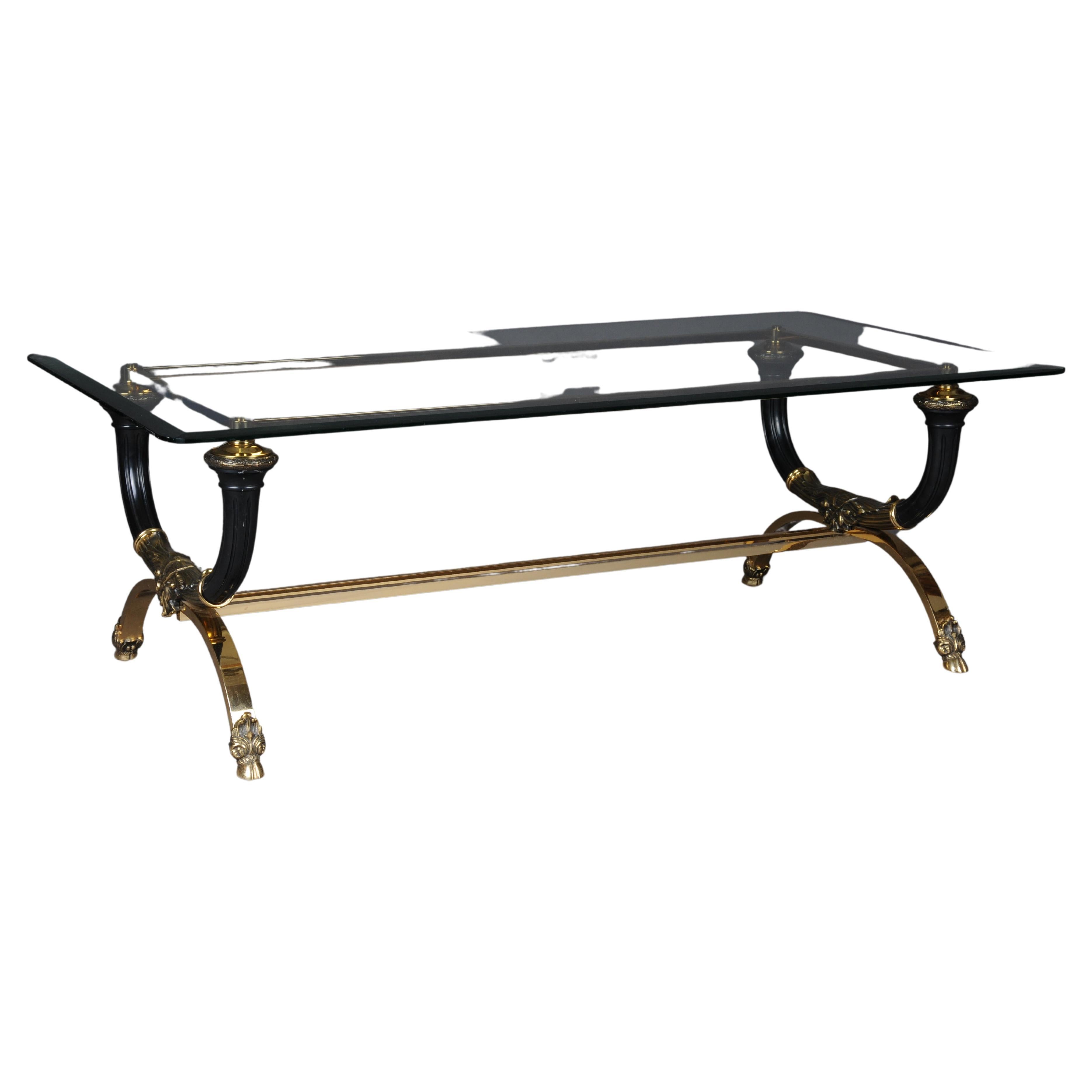 Empire Designer Coffee Table, Gold Plated Brass