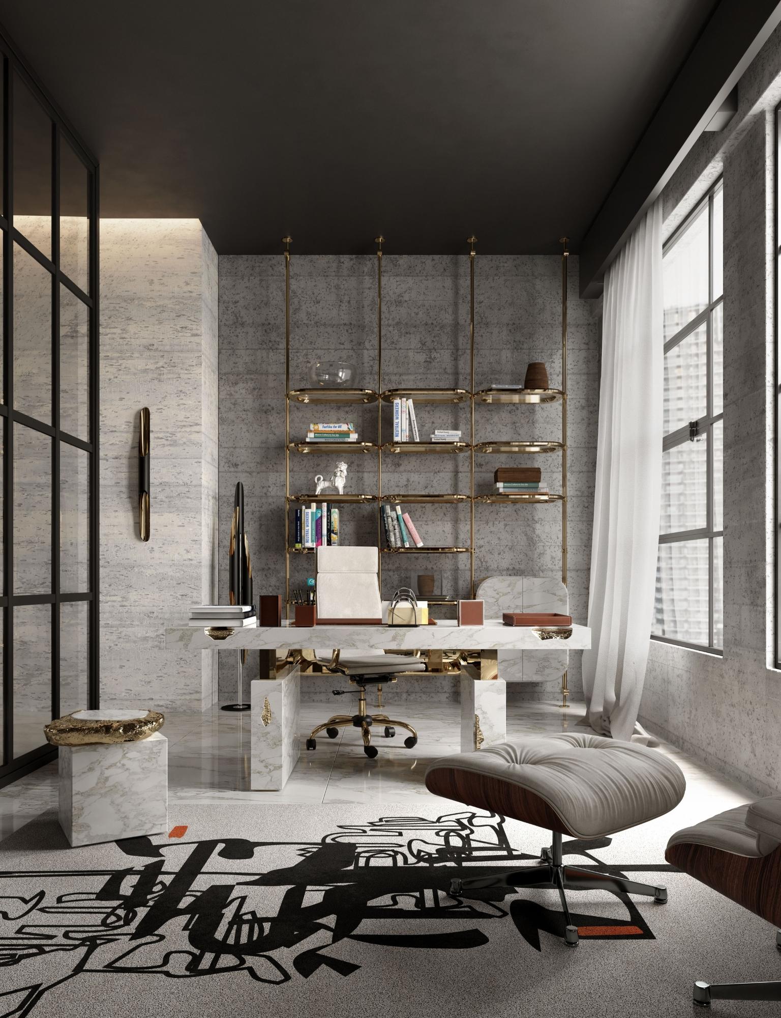 Empire Estremoz Schreibtisch - Handgefertigter gedrehter Marmor & Messing - Boca do Lobo im Angebot 3