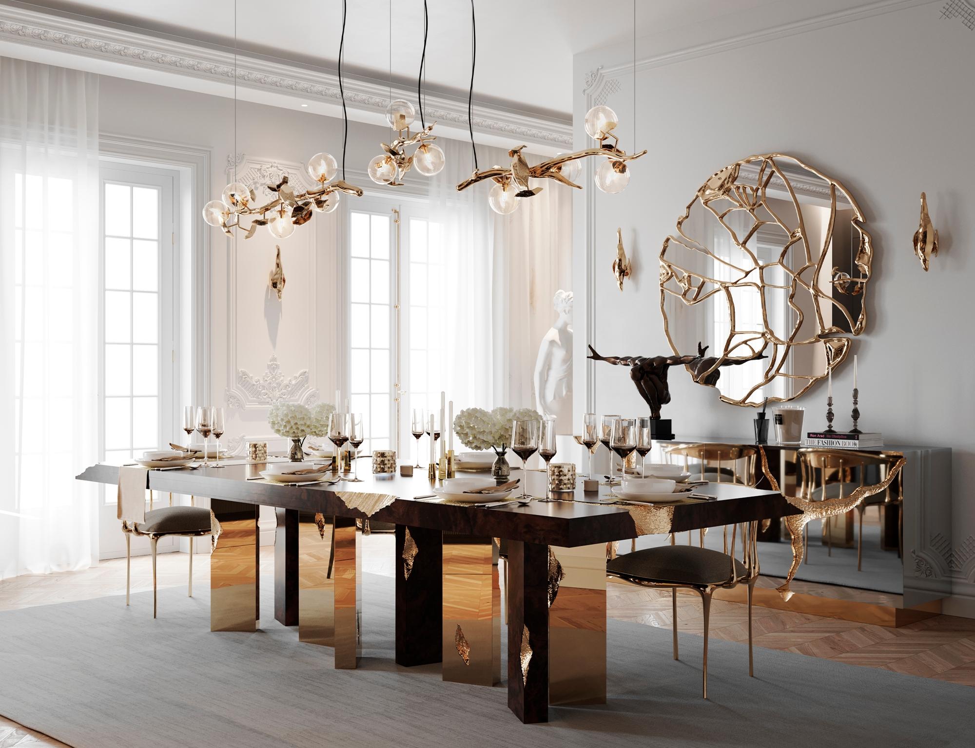 XXIe siècle et contemporain Table de salle à manger Empire - Bois et placage faits main - Boca do Lobo en vente