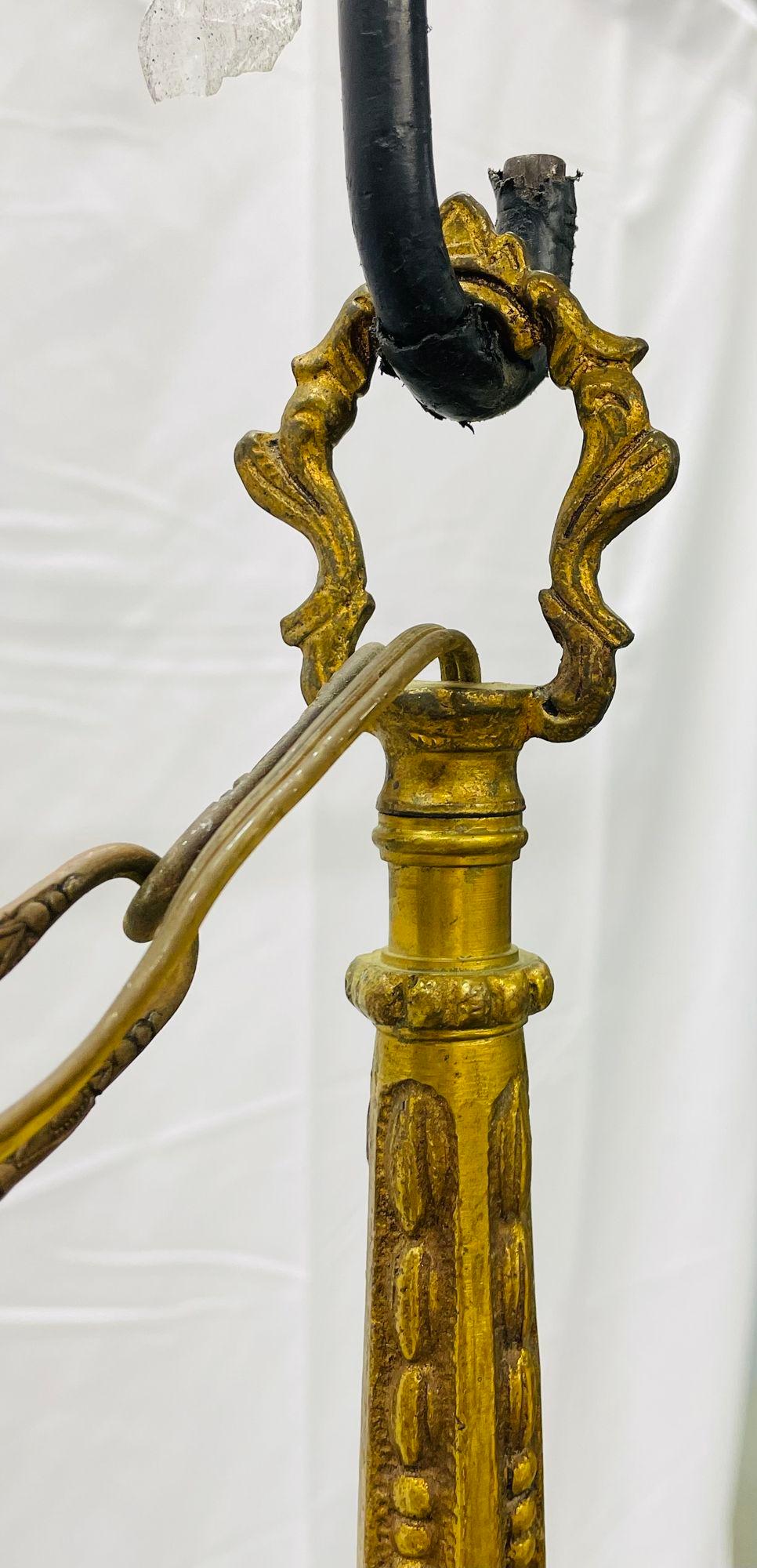 Empire-Dore-Laternen-Kronleuchter, mattiertes, geätztes Glas, 19. Jahrhundert, massive Bronze (20. Jahrhundert) im Angebot