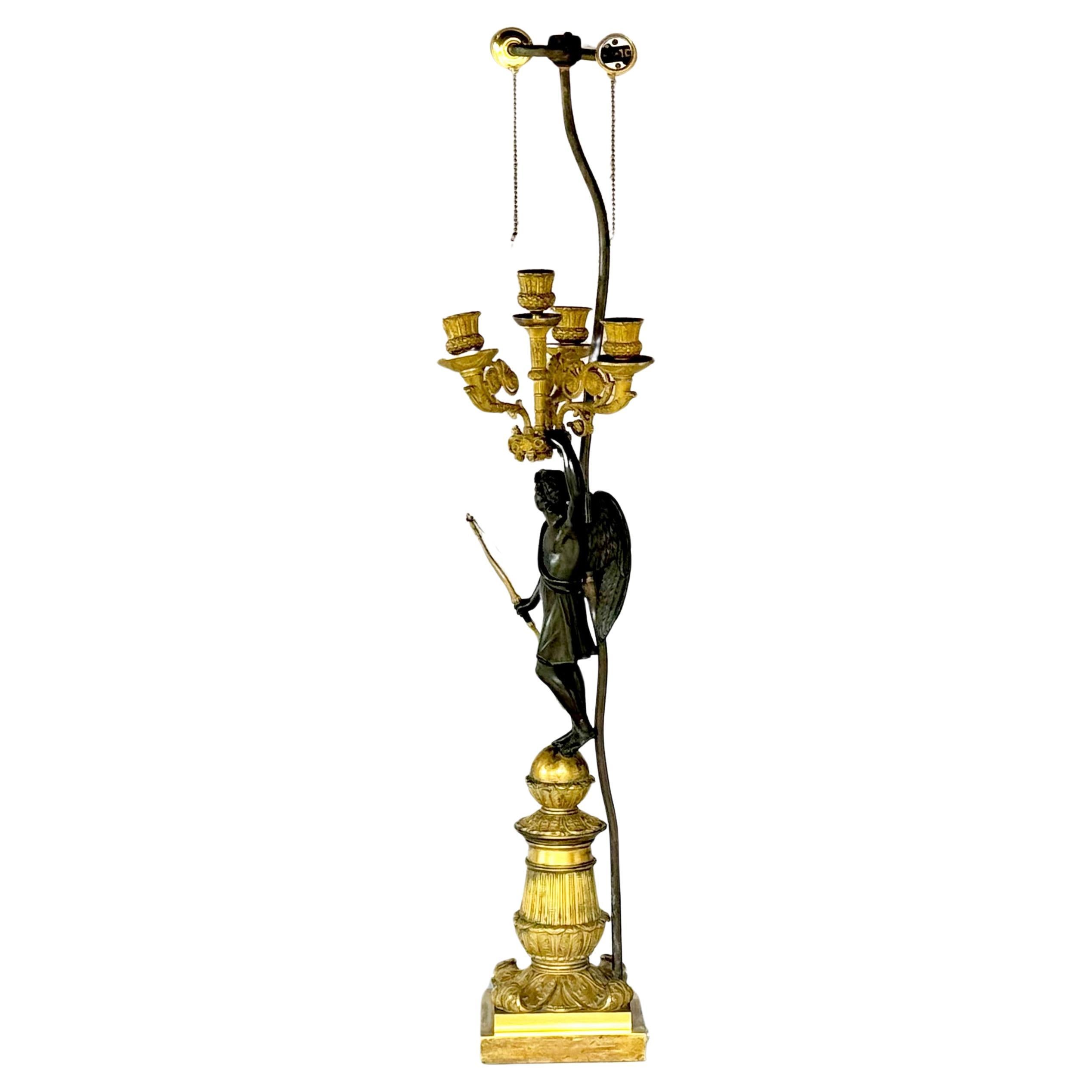 Imperio Dorè  Lámpara Candelabro Patinada y Bronce Francés en venta