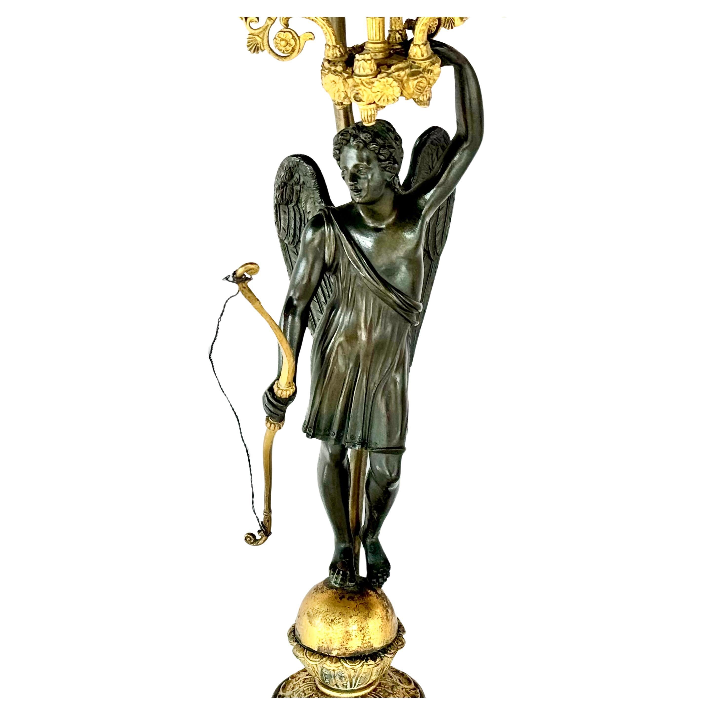 Imperio Dorè  Lámpara Candelabro Patinada y Bronce siglo XIX en venta