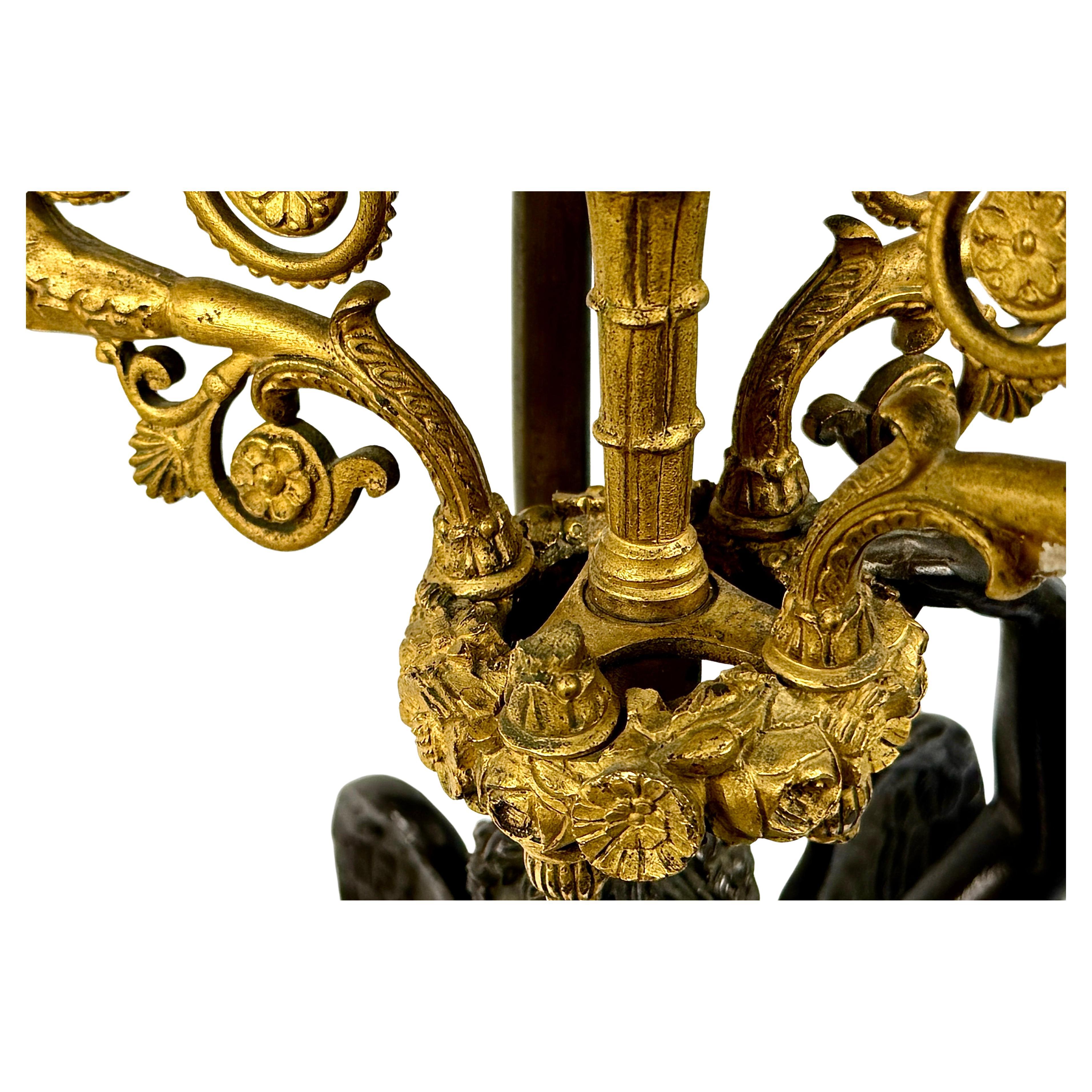 Imperio Dorè  Lámpara Candelabro Patinada y Bronce en venta 3