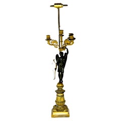 Empire Dorè  Patinated And Bronze Candelabra Lamp
