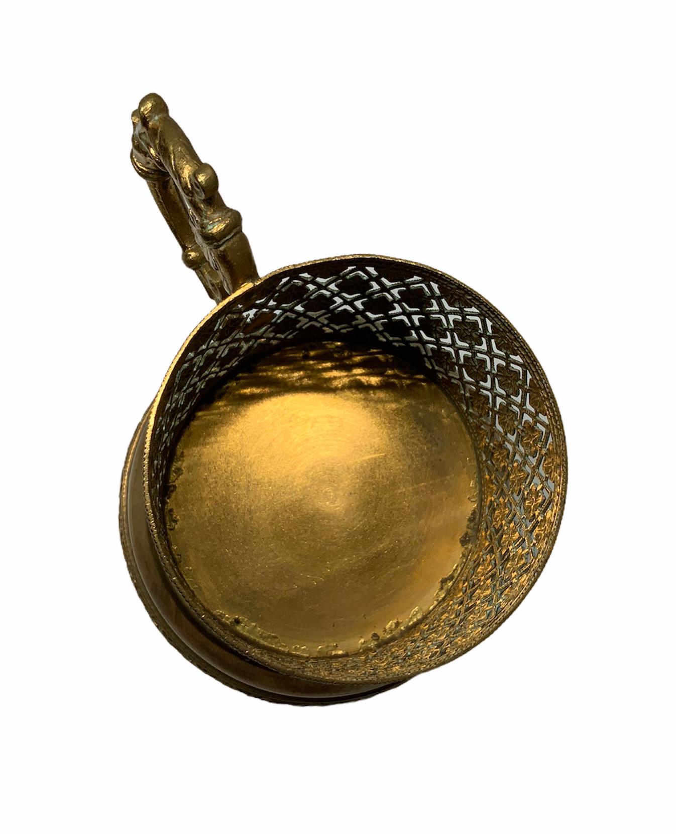 Empire Doré Saint Louis Crystal Etched Tumbler Glass Gilt Brass Music Box Holder For Sale 1