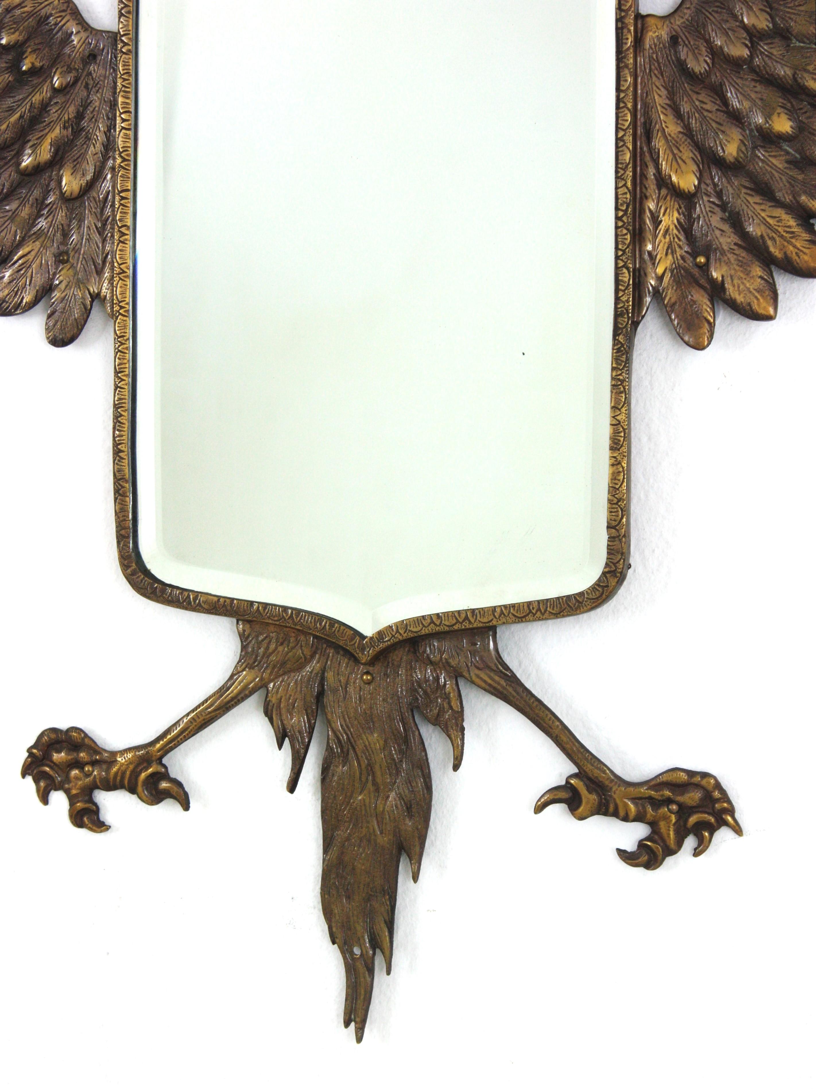 Empire Double Headed Eagle Bronze Wall Mirror, 1940s For Sale 3
