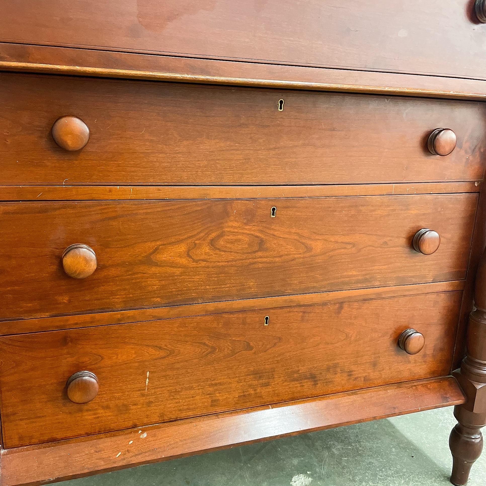 Empire Dresser Chest of Drawers Solid Cherry In Good Condition For Sale In Cookeville, TN
