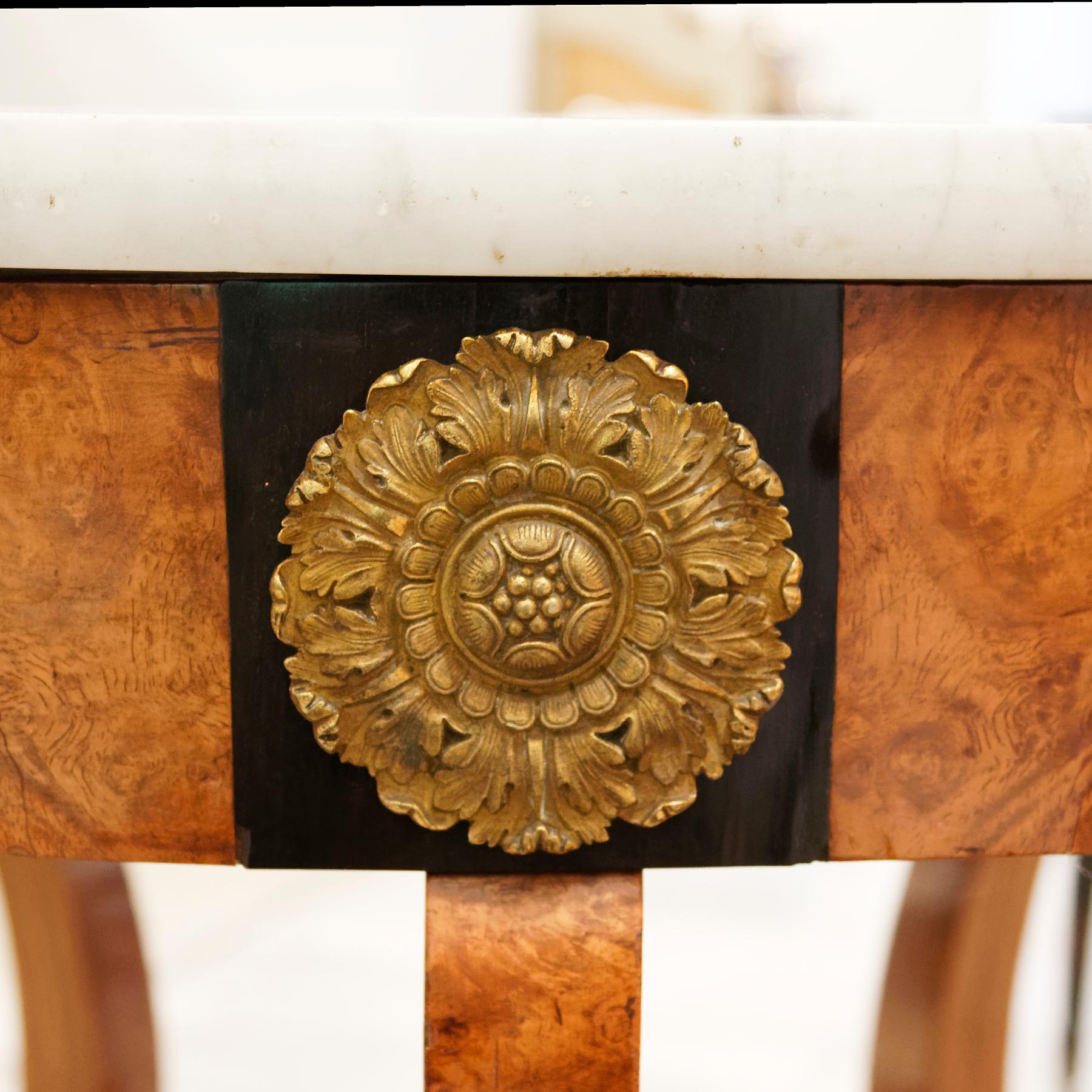 Gilt Empire Early 19th Century Amboyna Center Table by Jean-Joseph Chapuis For Sale
