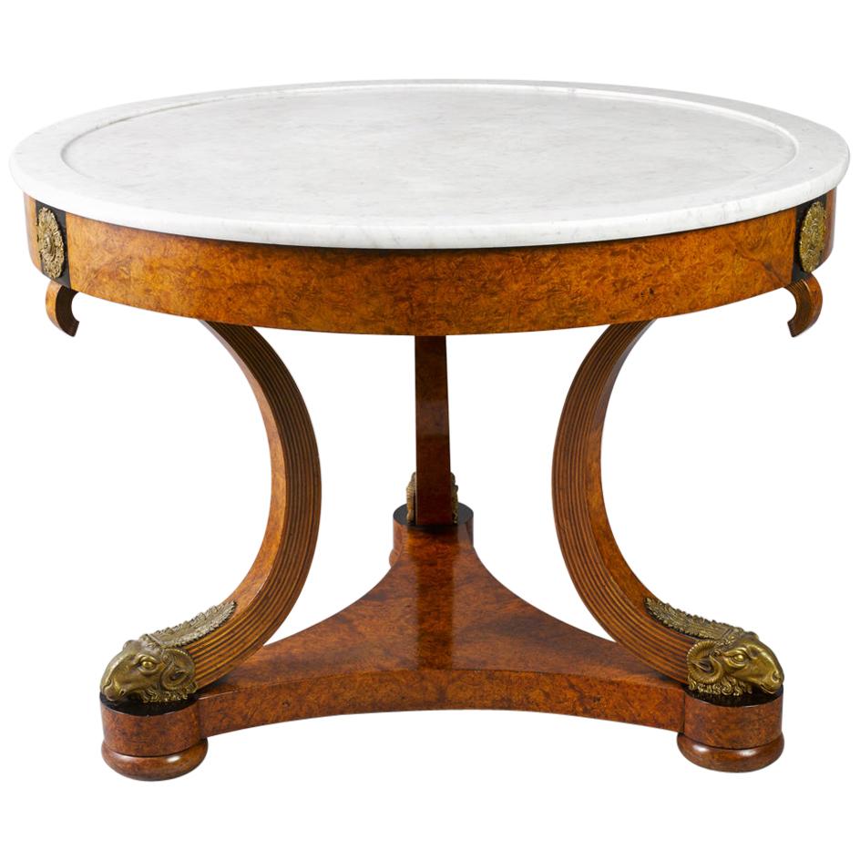 Empire Early 19th Century Amboyna Center Table by Jean-Joseph Chapuis For Sale