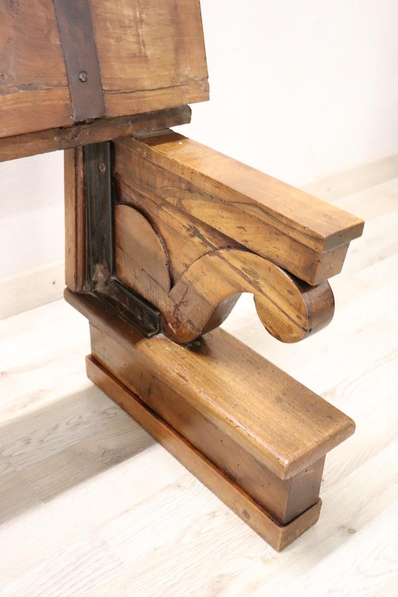 Empire Early 19th Century Solid Walnut Antique Bench For Sale 6