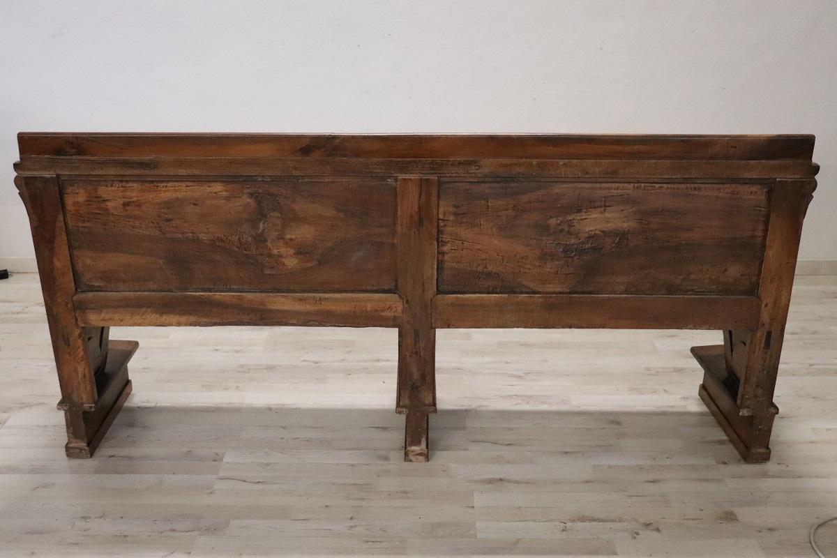 Empire Early 19th Century Solid Walnut Antique Bench For Sale 9