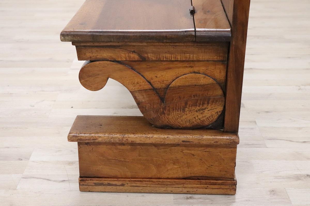 Empire Early 19th Century Solid Walnut Antique Bench For Sale 11