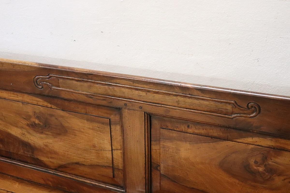 Empire Early 19th Century Solid Walnut Antique Bench For Sale 2