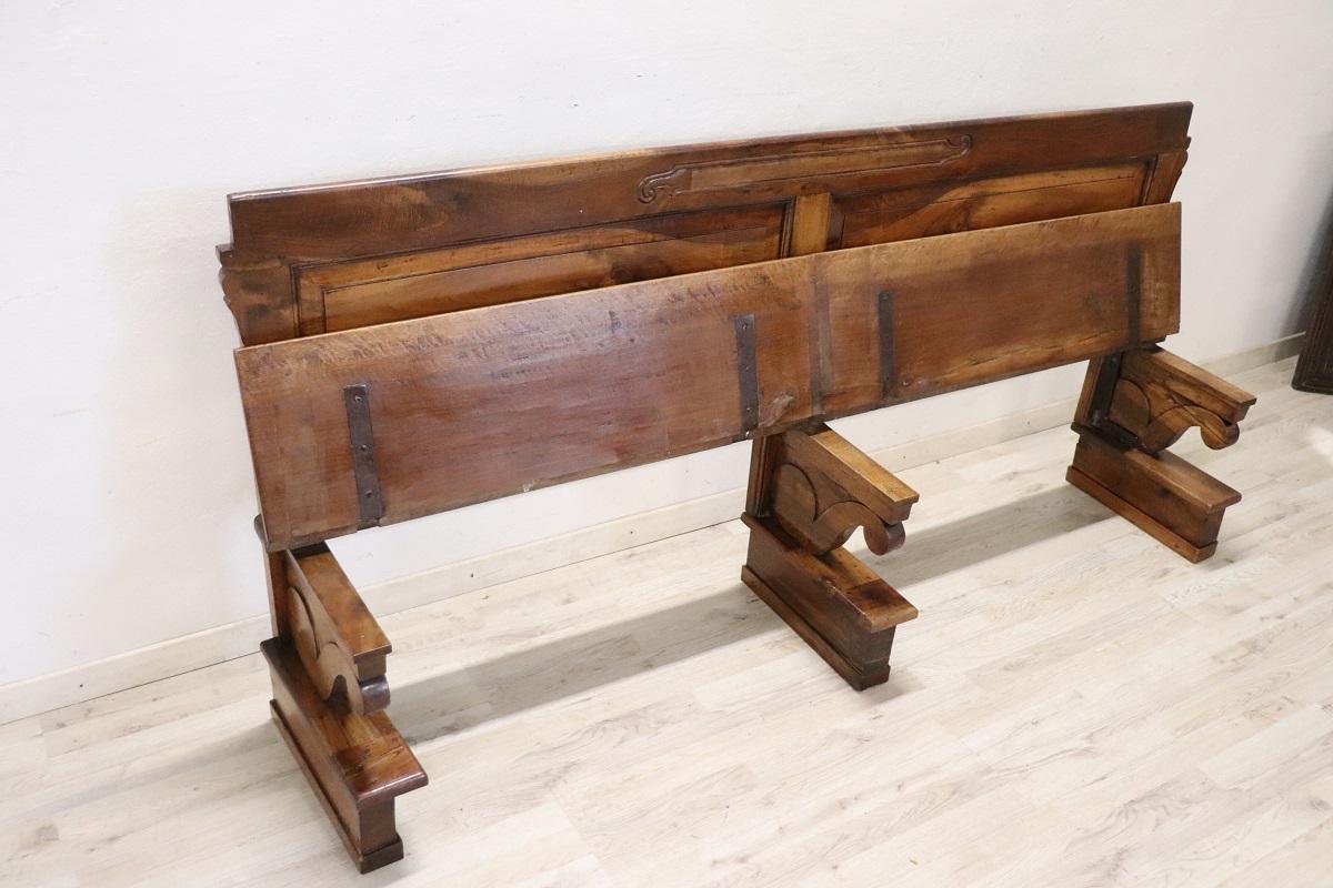 Empire Early 19th Century Solid Walnut Antique Bench For Sale 3