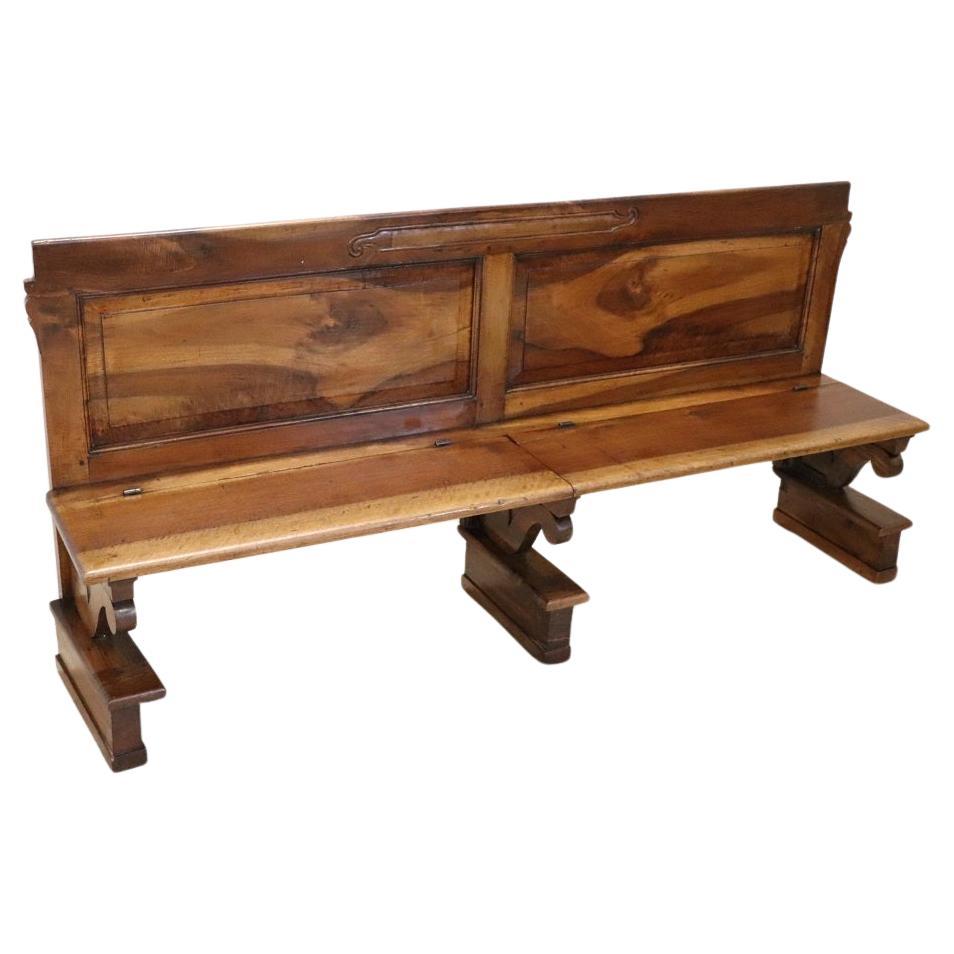 Empire Early 19th Century Solid Walnut Antique Bench For Sale