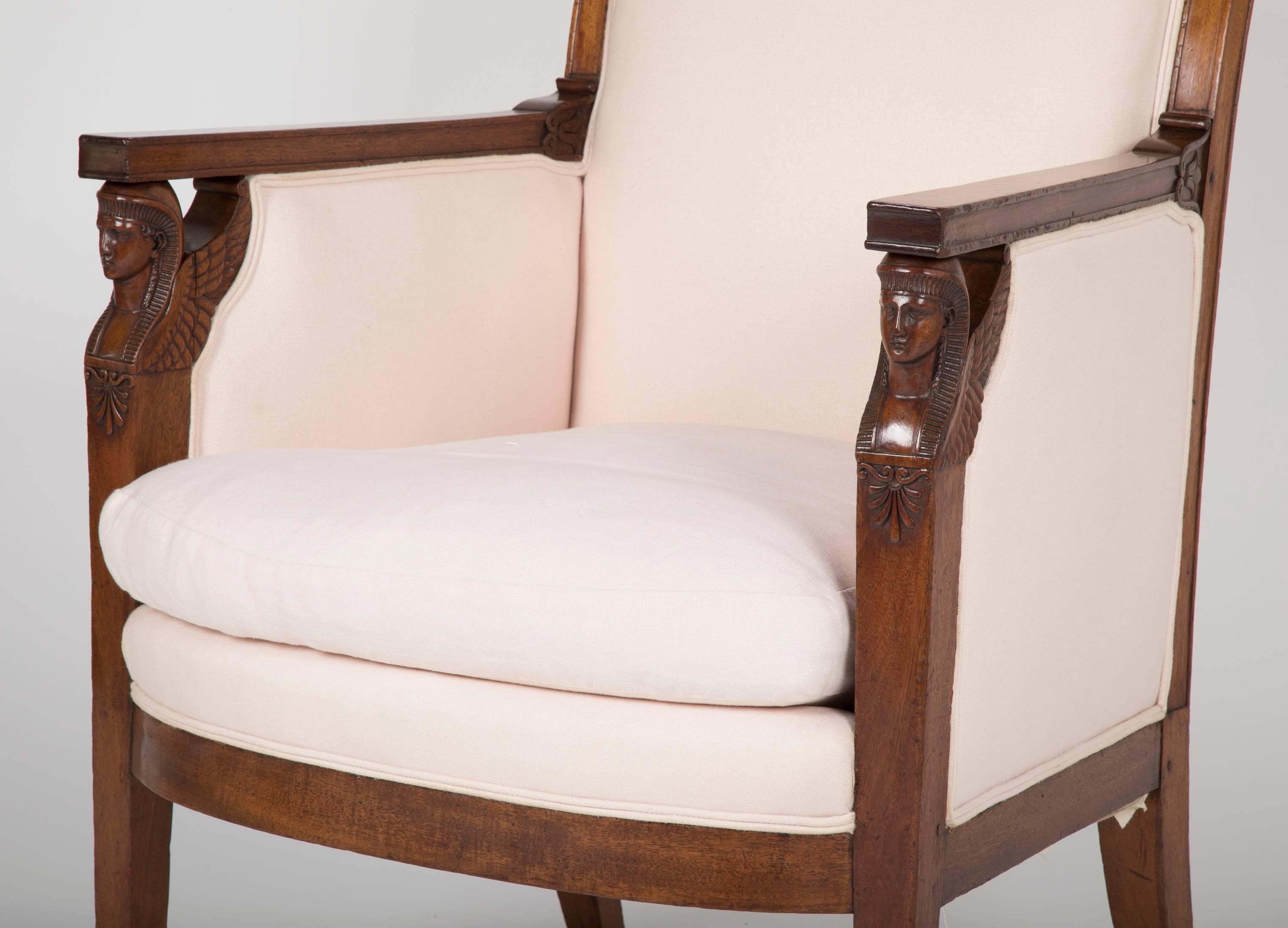 Early 19th Century Empire Egyptian Revival Mahogany Armchair