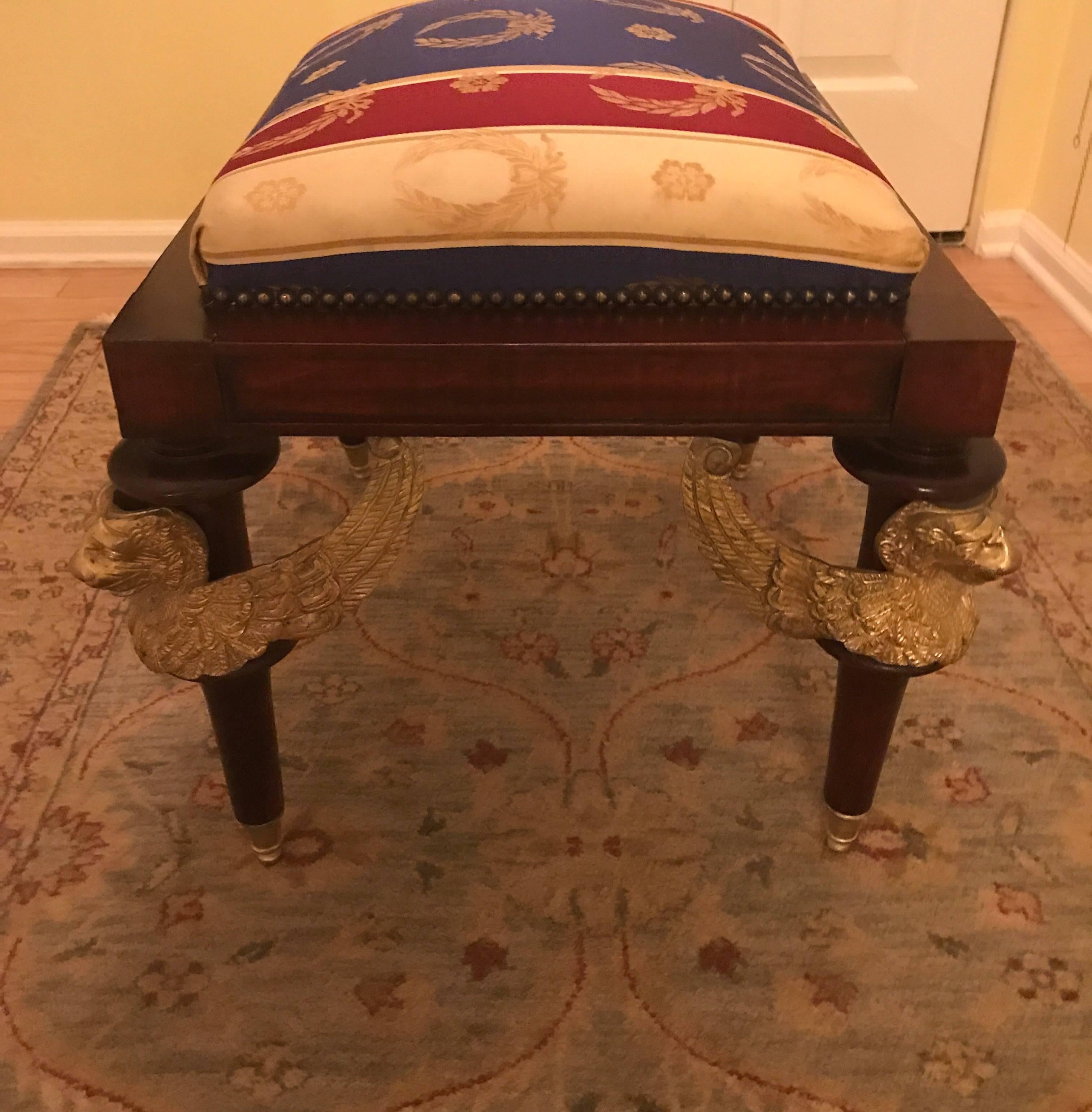 Empire Egyptian Revival Mahogany Stool Bench In Excellent Condition In Lambertville, NJ