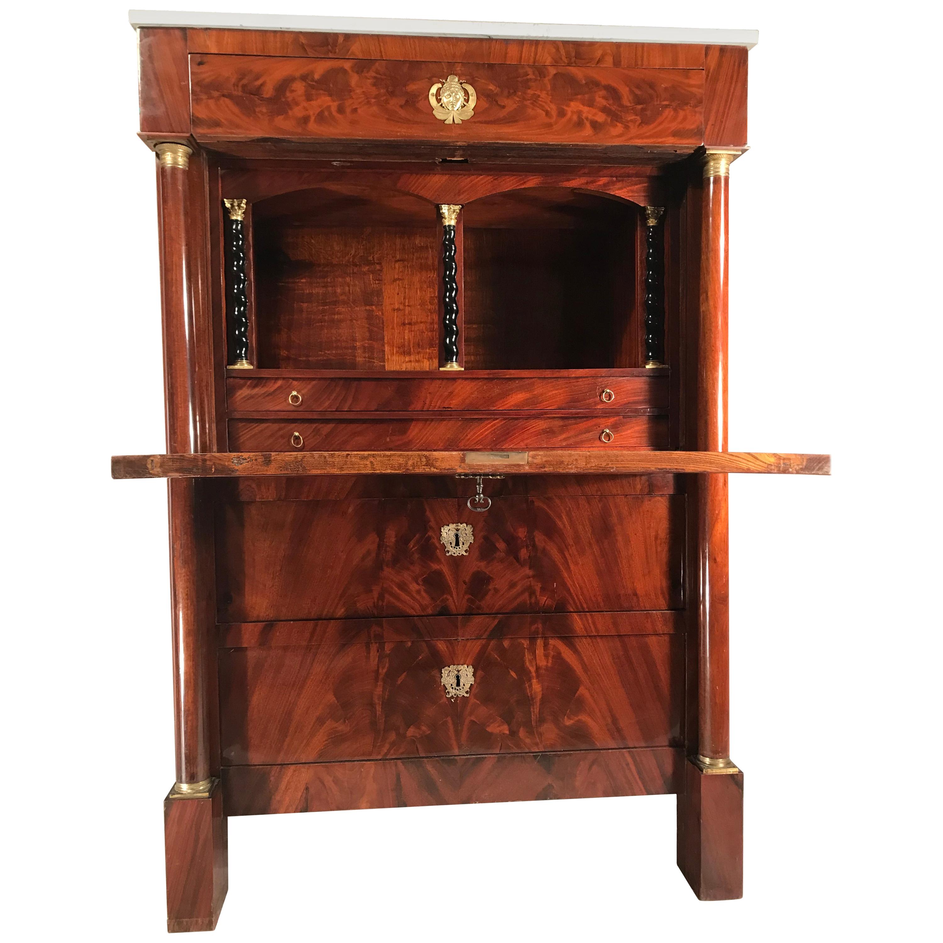 Empire Fall Top Desk, France, 1810 For Sale