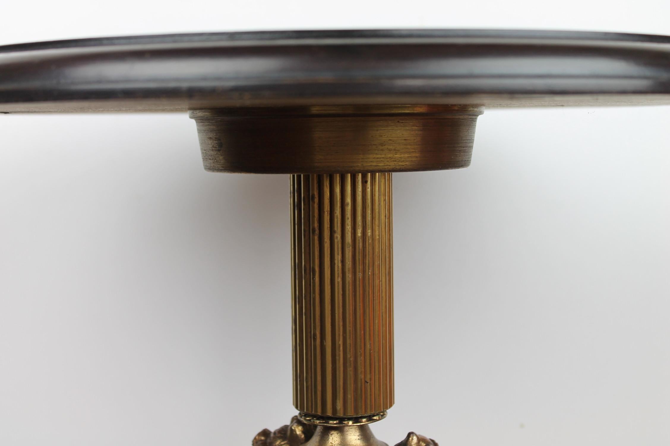 20th Century Empire Figural End Table, Gilt Metal, Candelabra, Deknudt