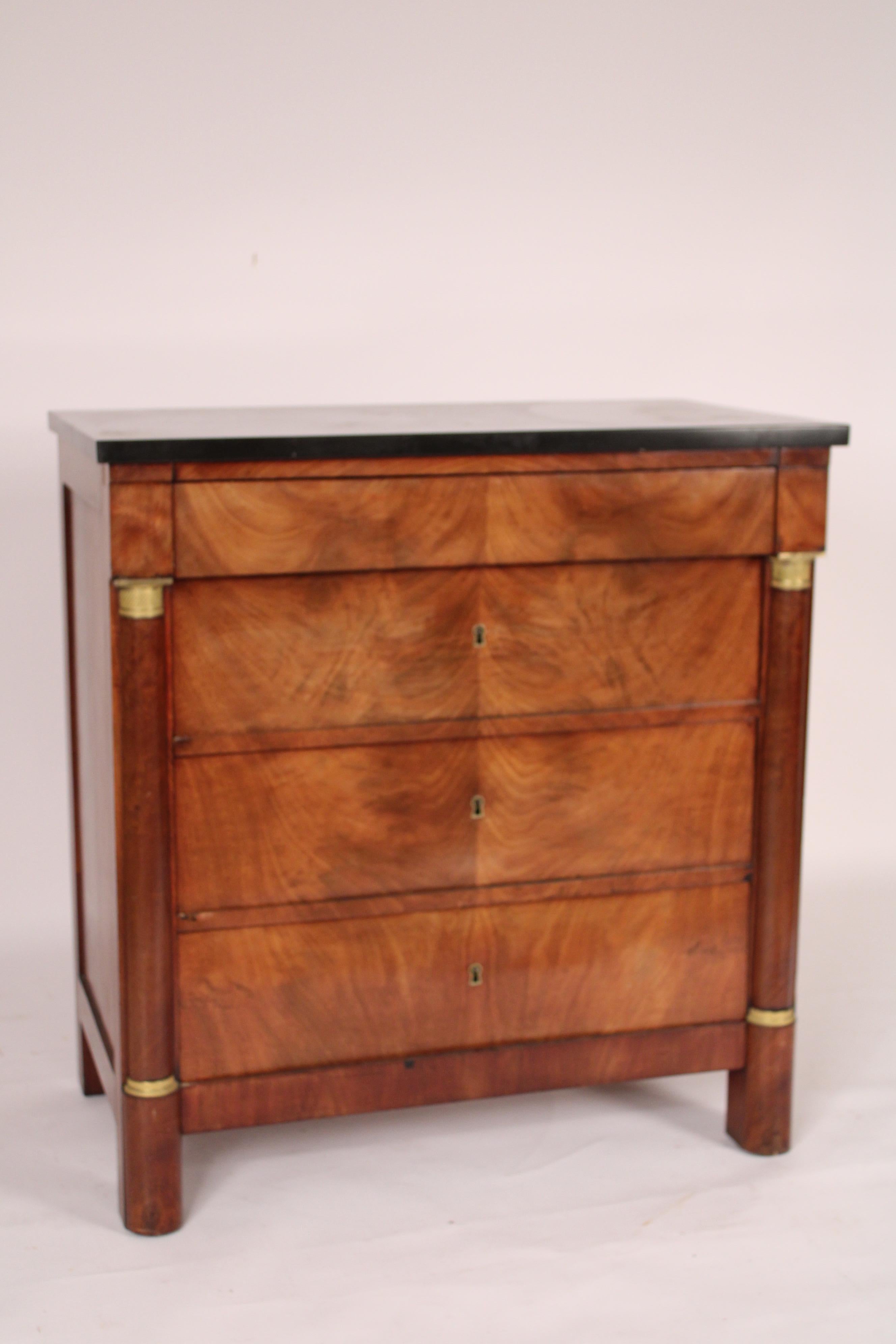 European Empire Flame Mahogany Chest of Drawers For Sale