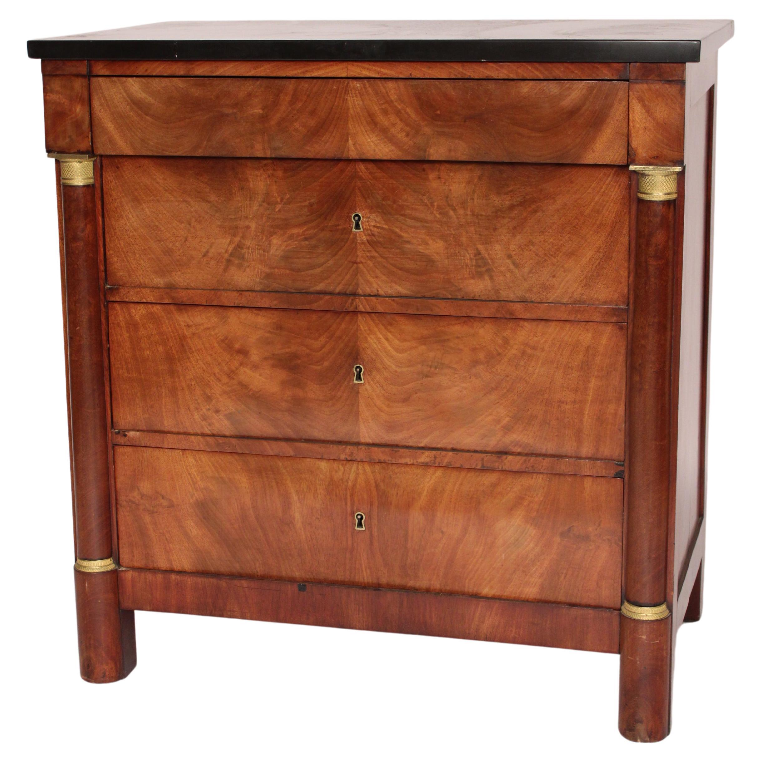 Empire Flame Mahogany Chest of Drawers For Sale