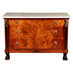 Empire Flame Mahogany Commode by and Stamped Jean Frédéric Ratié