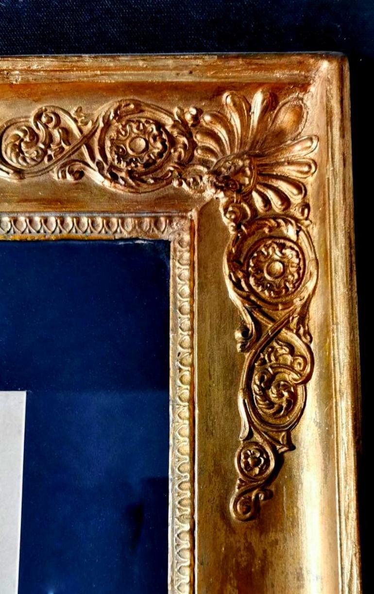 Empire Frame Gold Leaf France with Russian Constructivism Painting For Sale 3