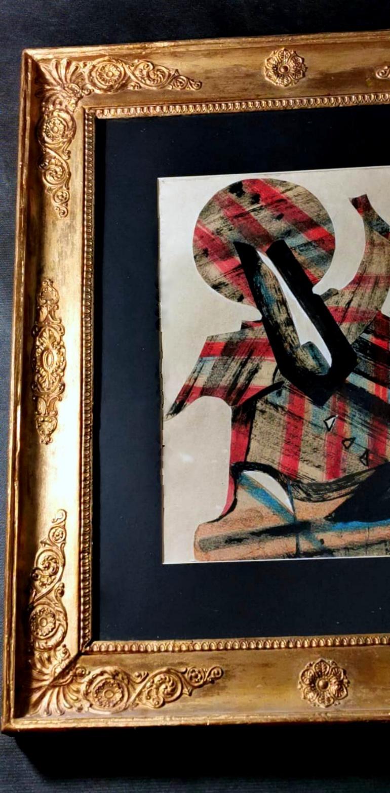 19th Century Empire Frame Gold Leaf France with Russian Constructivism Painting For Sale
