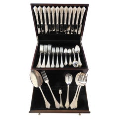 Empire France Frosted Finish Sterling Silver Flatware Set Service 66 Pcs Dinner