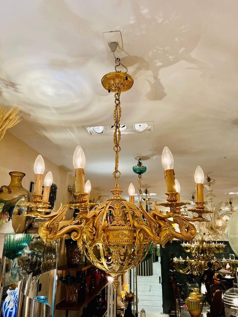 Incredible chandelier in bronze and gold empire circa 1800 with 