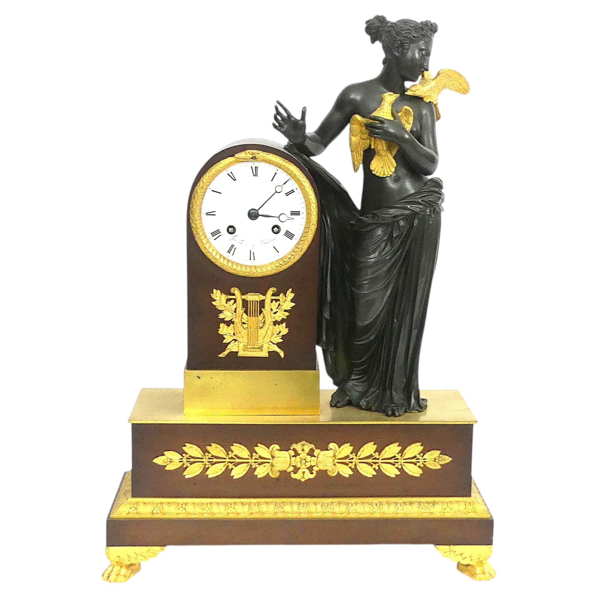 Empire French bronze clock around 1810-20 extremely rare