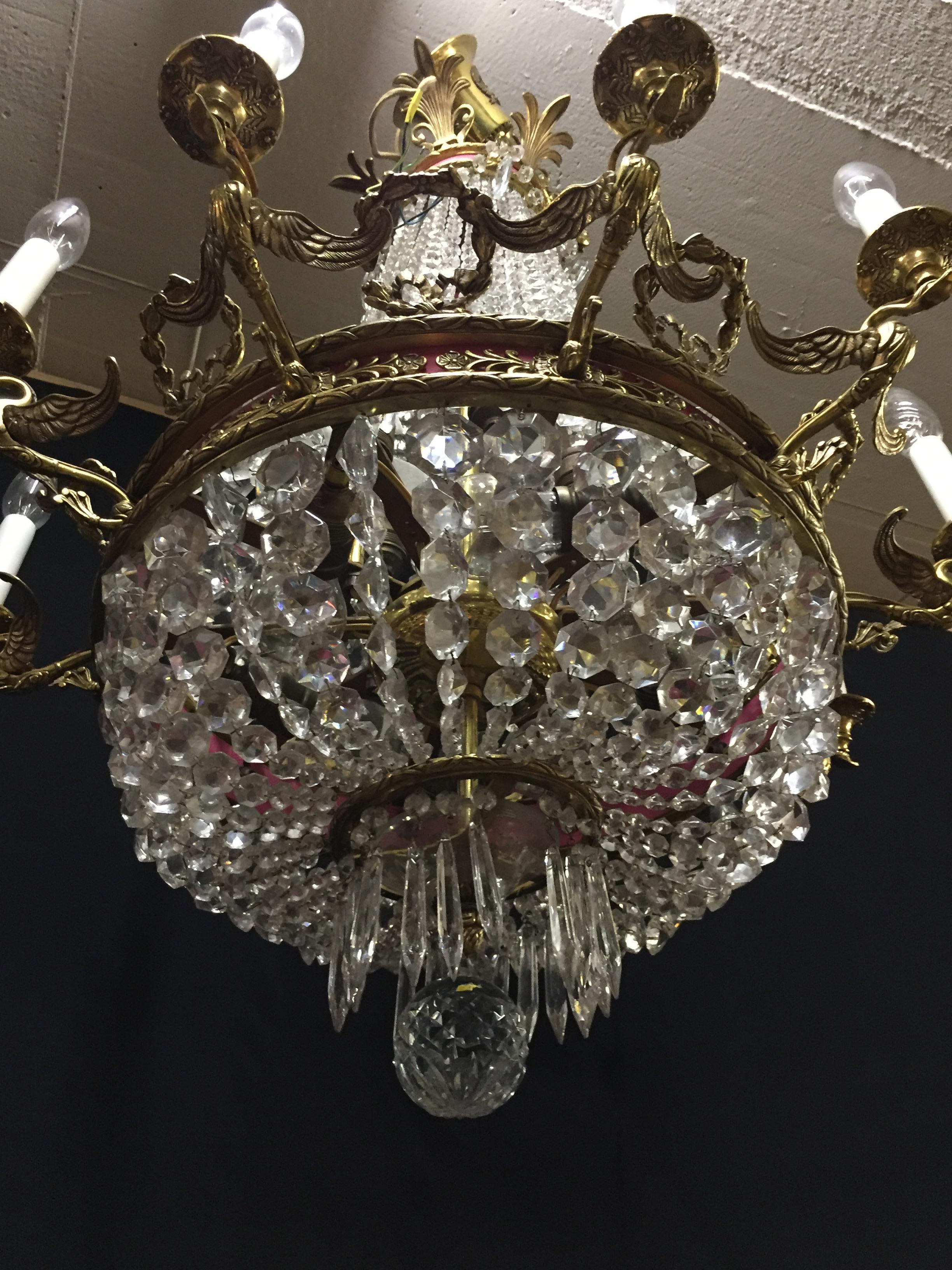 Empire French Chandelier with 10 Swans Arms 4