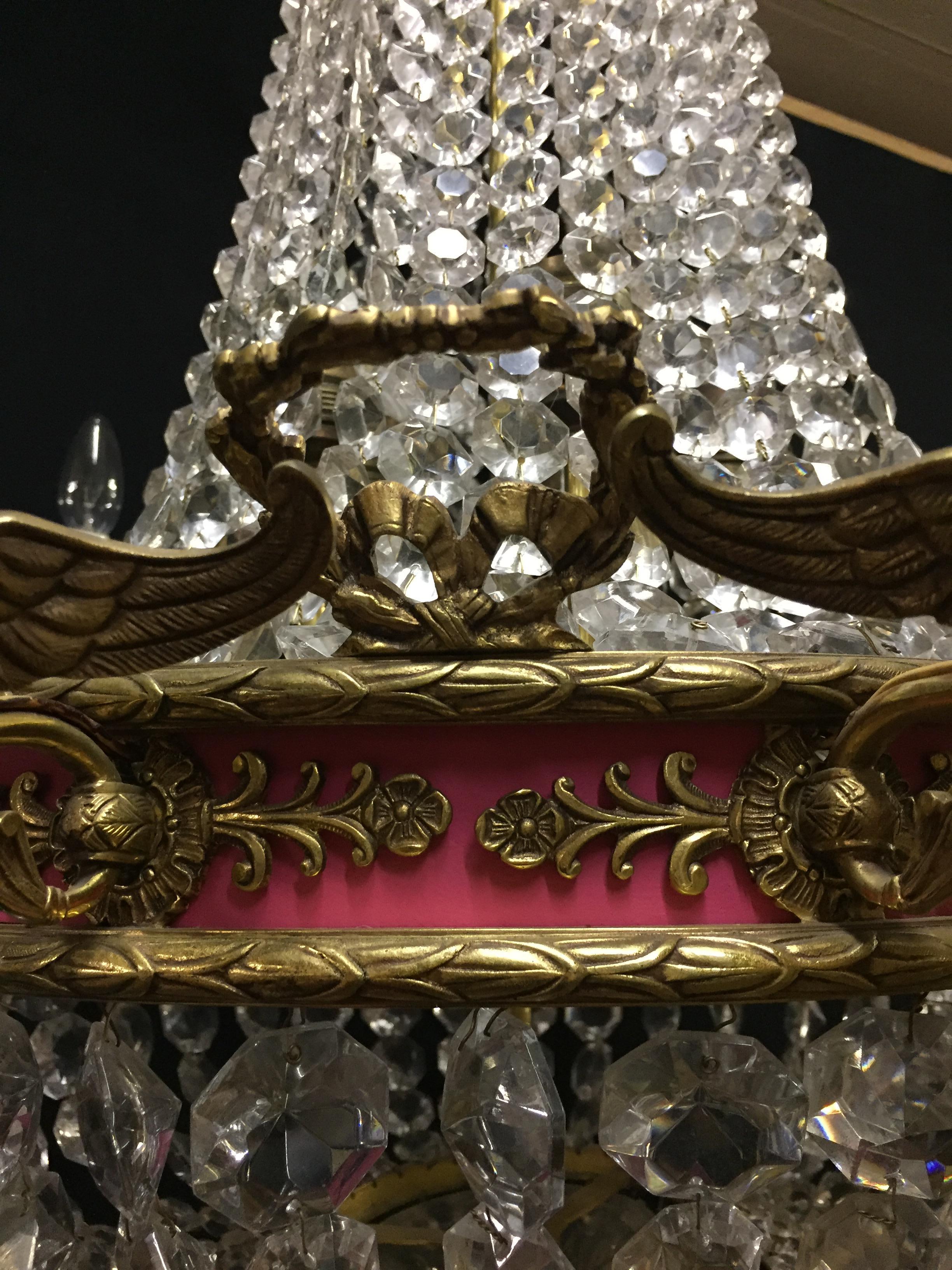 Empire French Chandelier with 10 Swans Arms In Good Condition In Berlin, DE