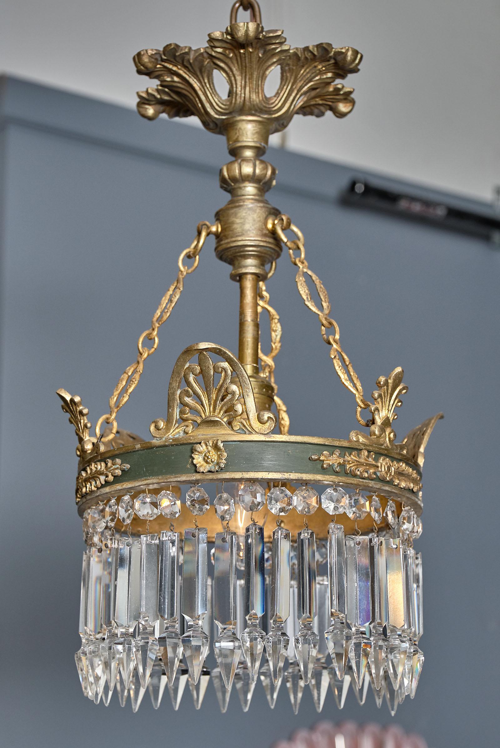 Empire French Crystal Chandelier In Good Condition In Austin, TX