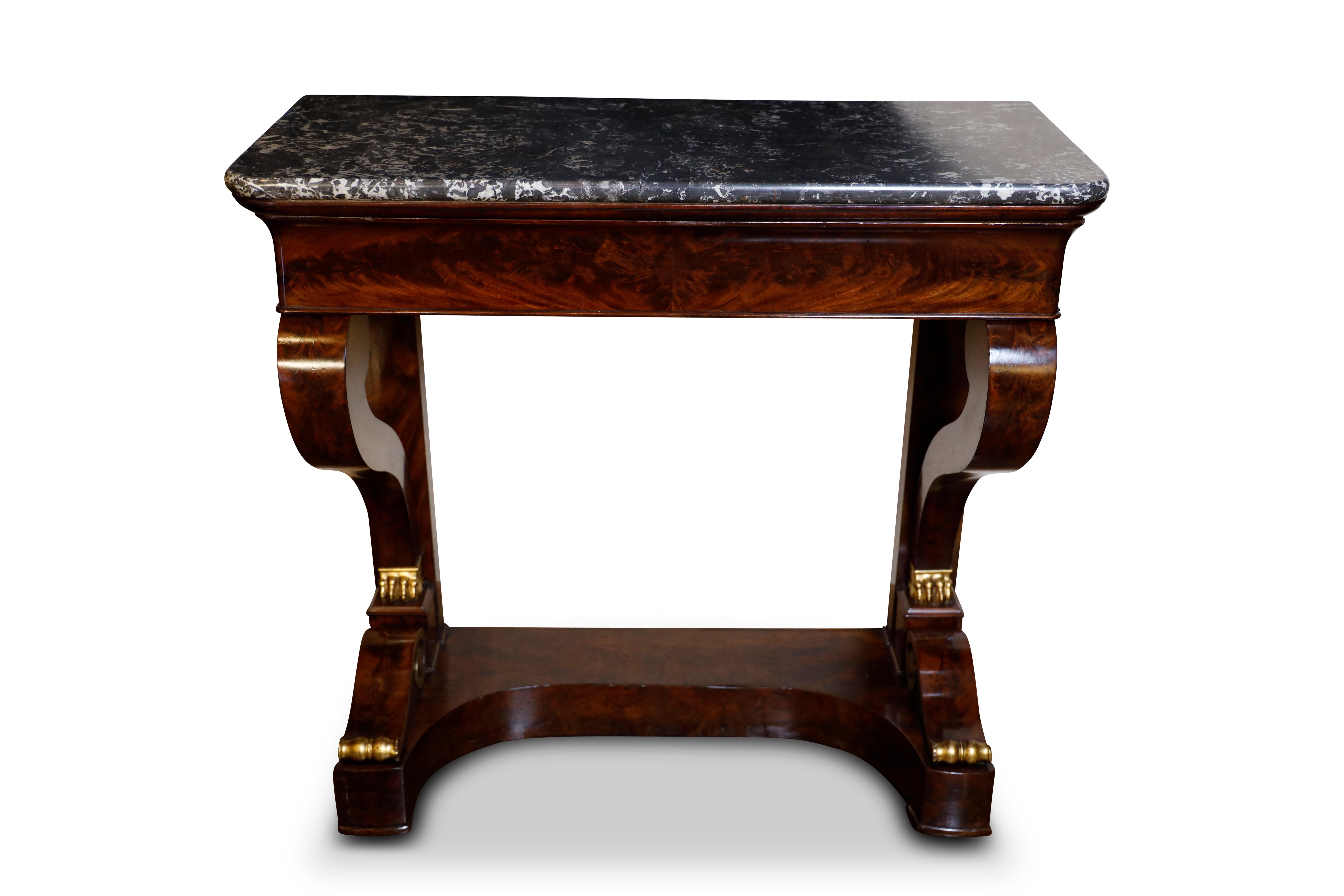 Empire French Mahogany Console Table In Excellent Condition For Sale In Woodbury, CT