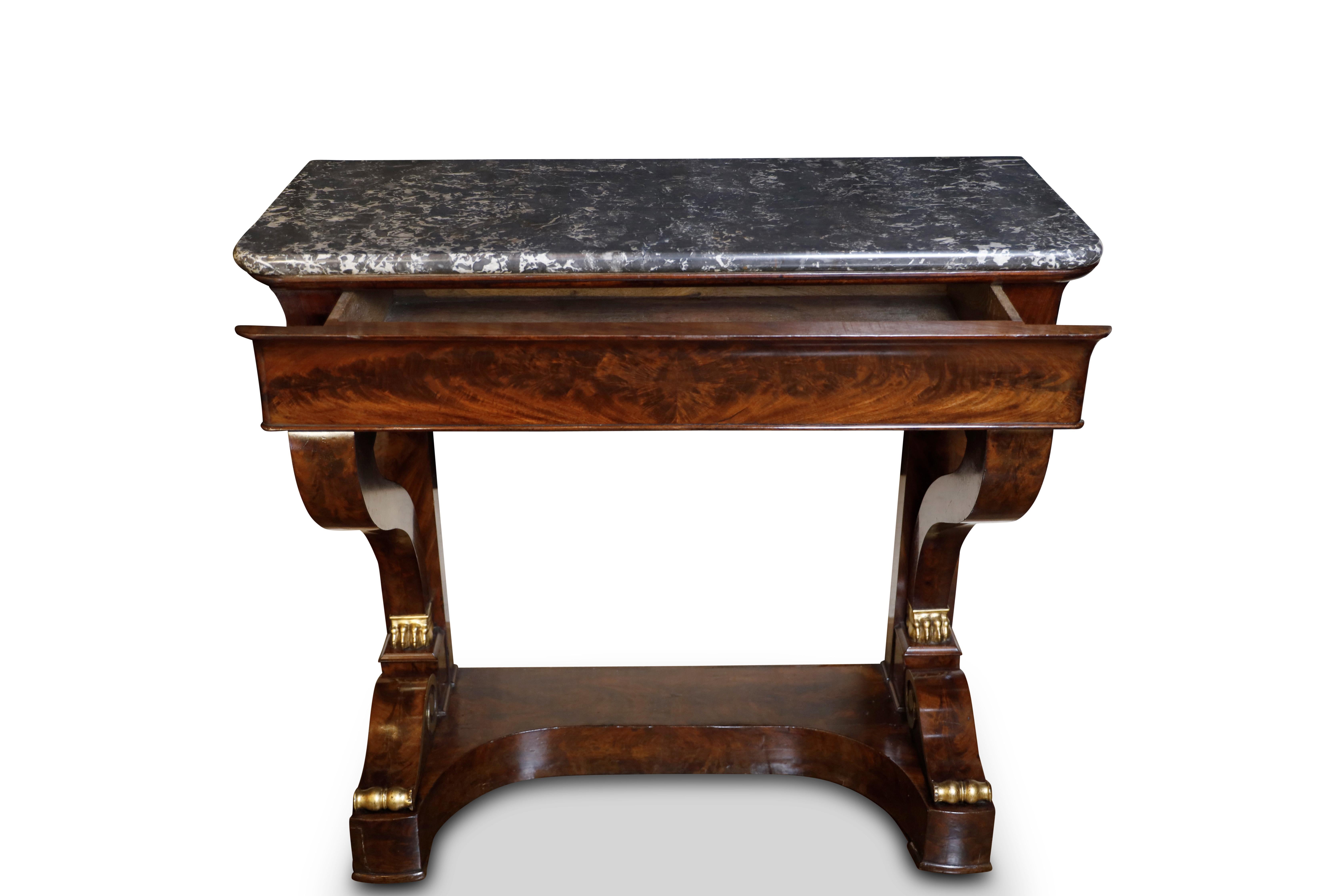 19th Century Empire French Mahogany Console Table For Sale
