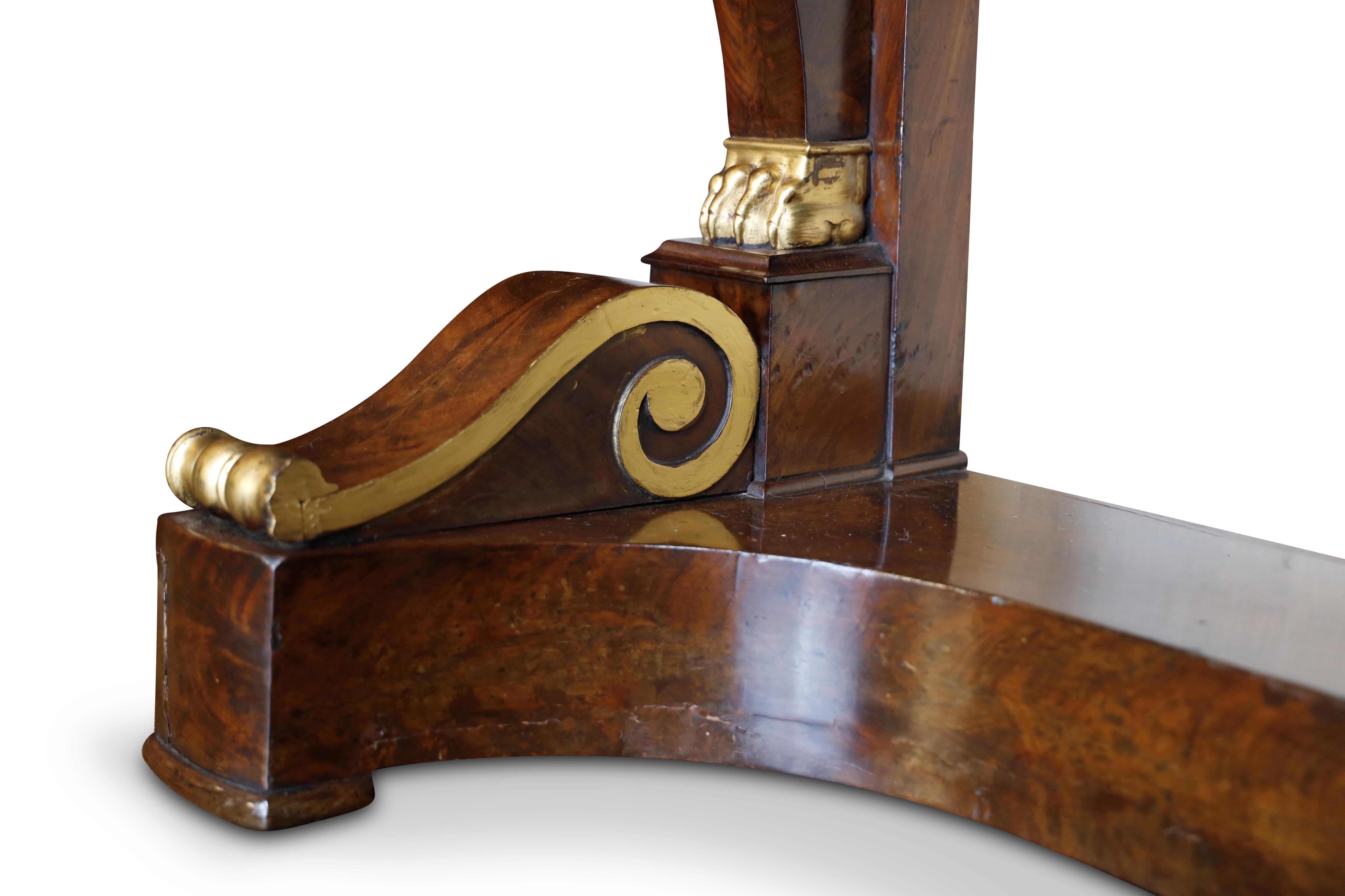 Marble Empire French Mahogany Console Table For Sale