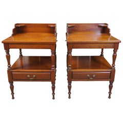 Empire Furniture Co Midcentury Colonial Style Cherry End Side Nightstand Tables