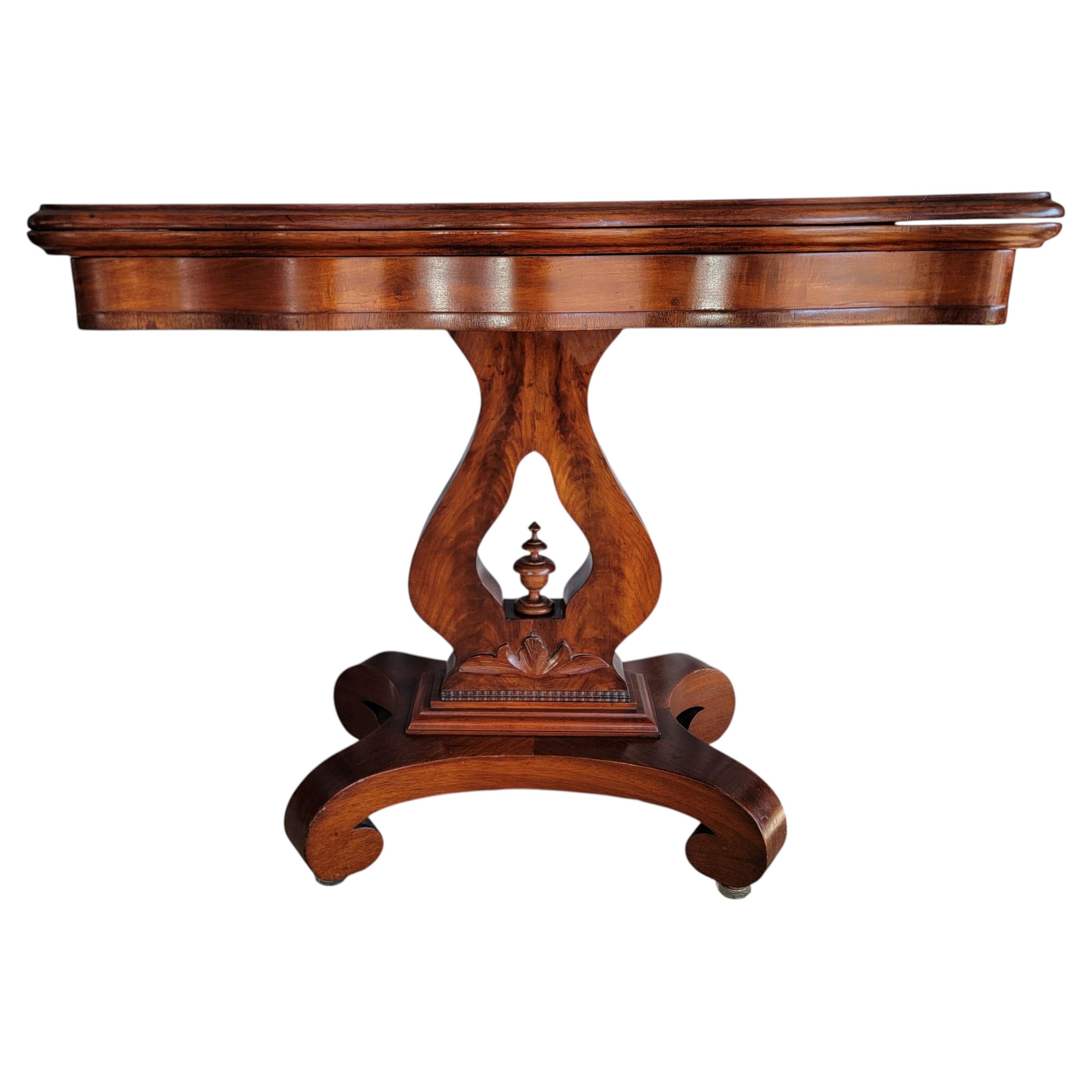 Empire Game / Card Table Flame Mahogany 19th Century