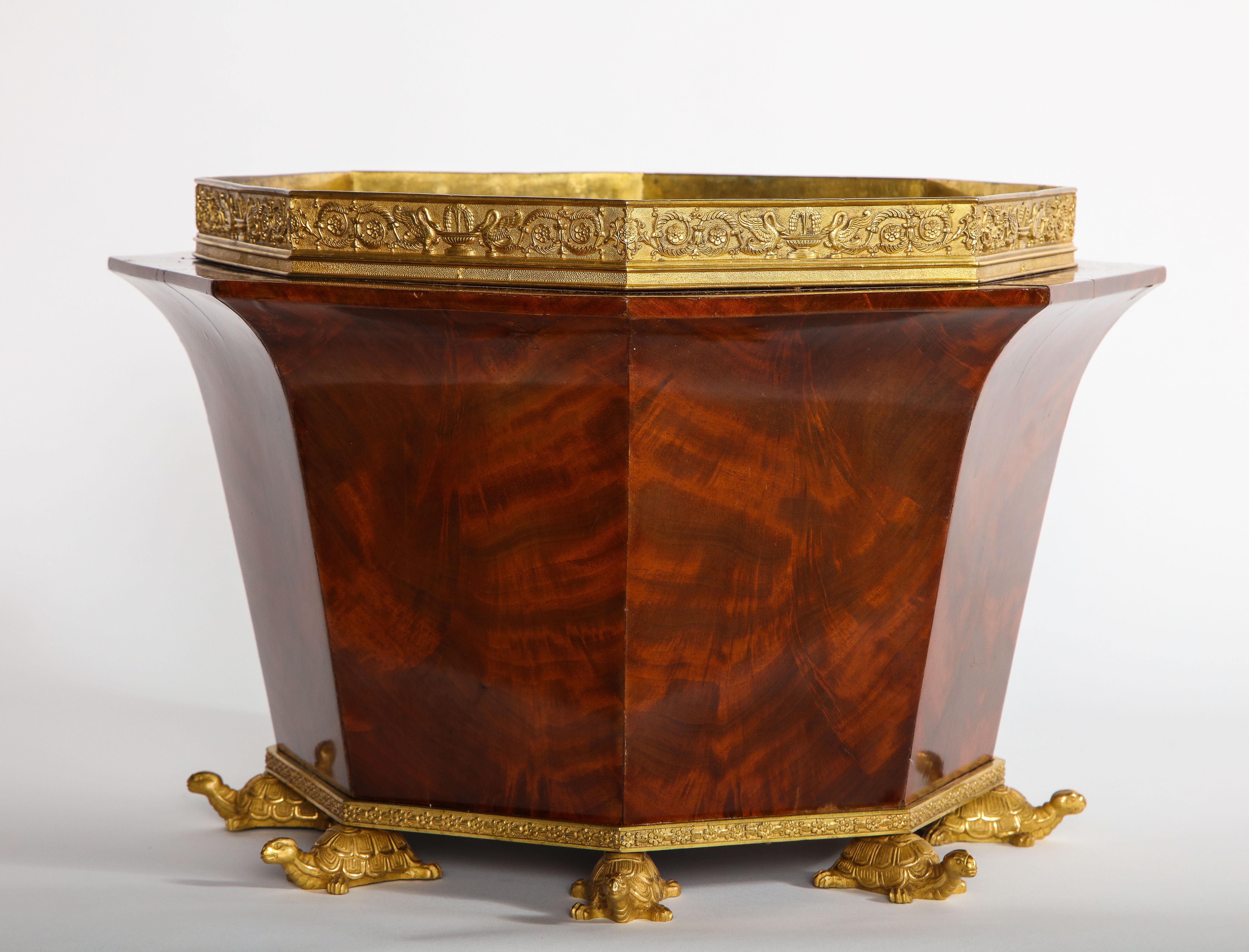 Bronze Empire German Ormolu Mntd Mahogany Turtle Feet Jardiniere, Klinkerfuss & Münch For Sale