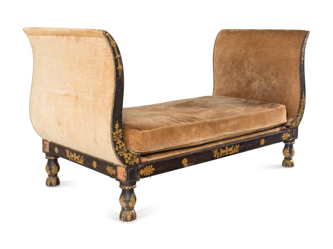 French Empire Gilded and Painted Daybed For Sale