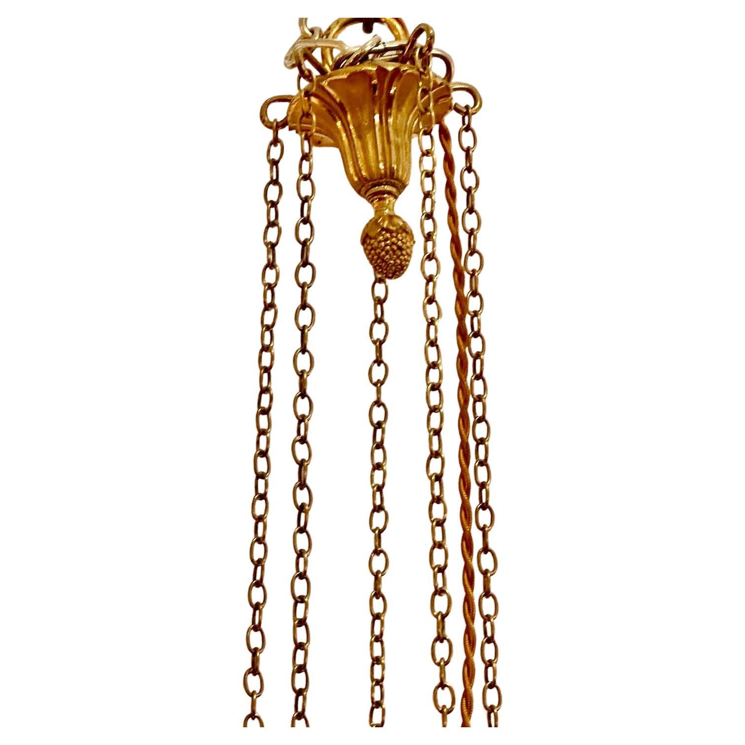 Lampadario Empire a 5 luci in bronzo dorato In condizioni ottime in vendita a Los Angeles, CA