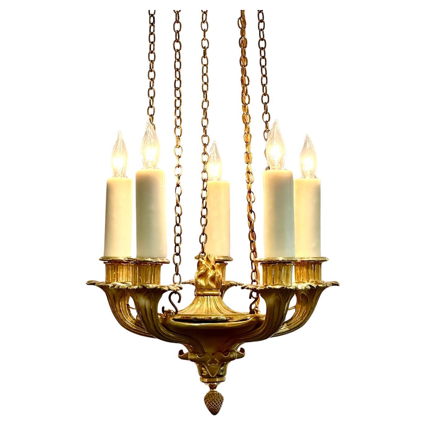 Empire Vergoldete Bronze 5 Light Petite Kronleuchter