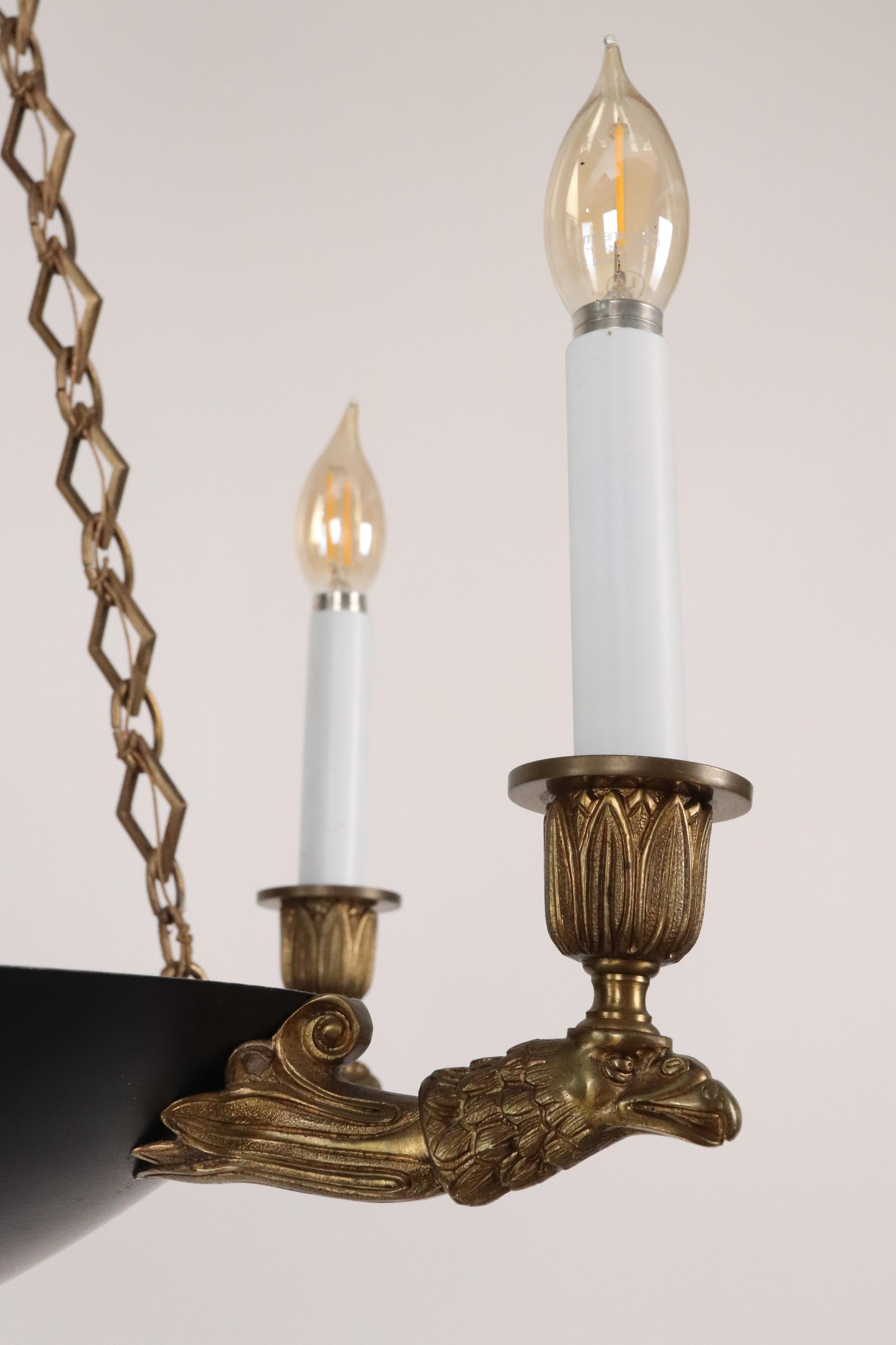 Empire Bronze doré Lustre à 9 lumières de style Empire en vente 5