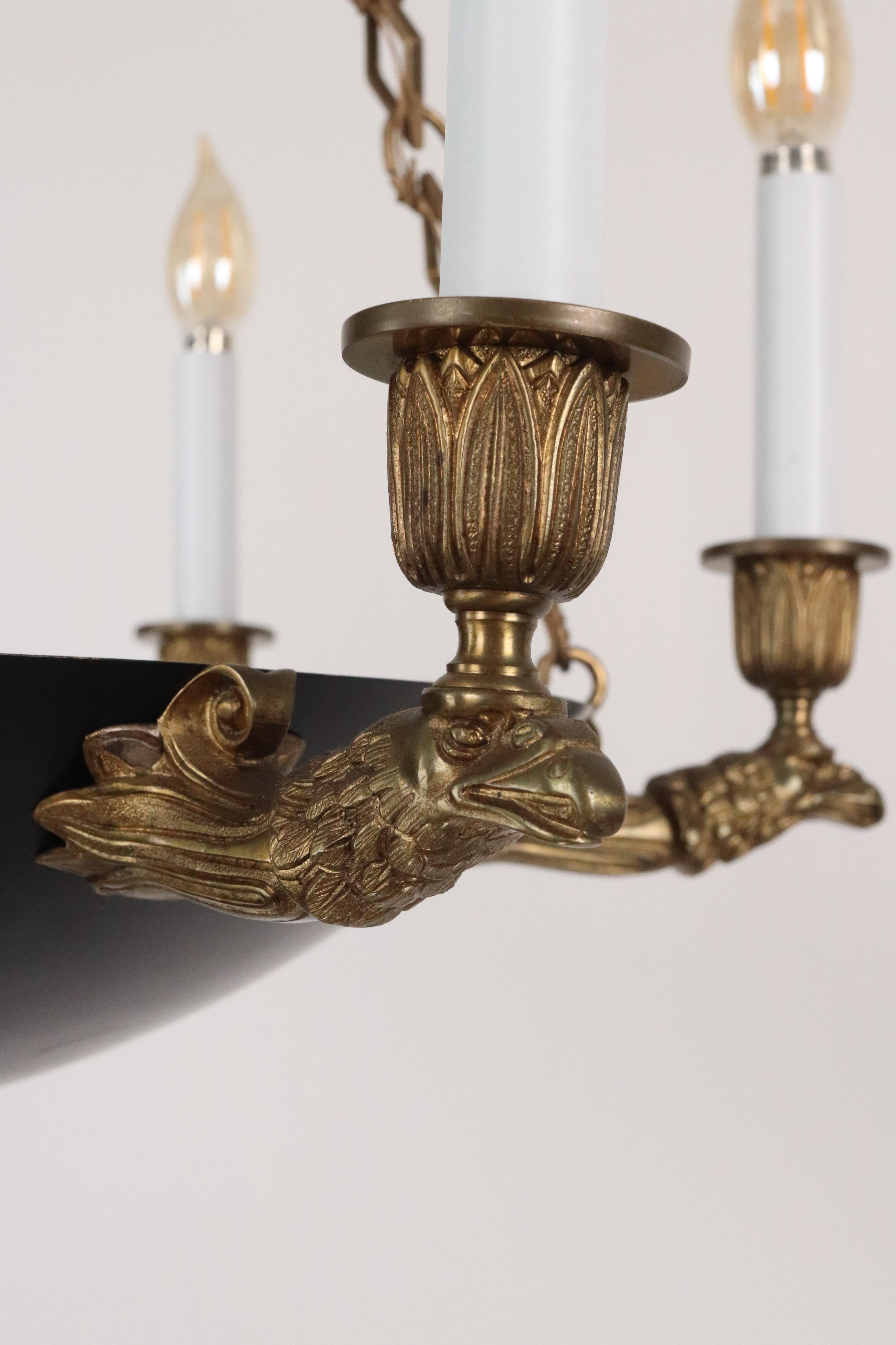 Empire Bronze doré Lustre à 9 lumières de style Empire en vente 3
